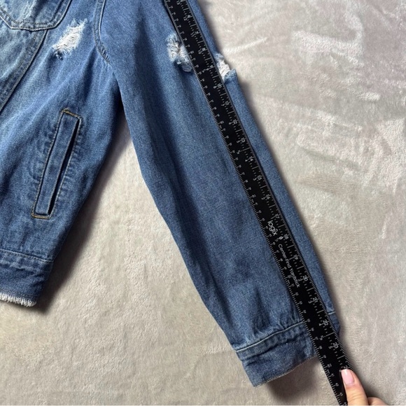 Abstract Portrait Art Denim Jacket | Indie Grunge Festival Jean Jacket - Picture 8 of 12